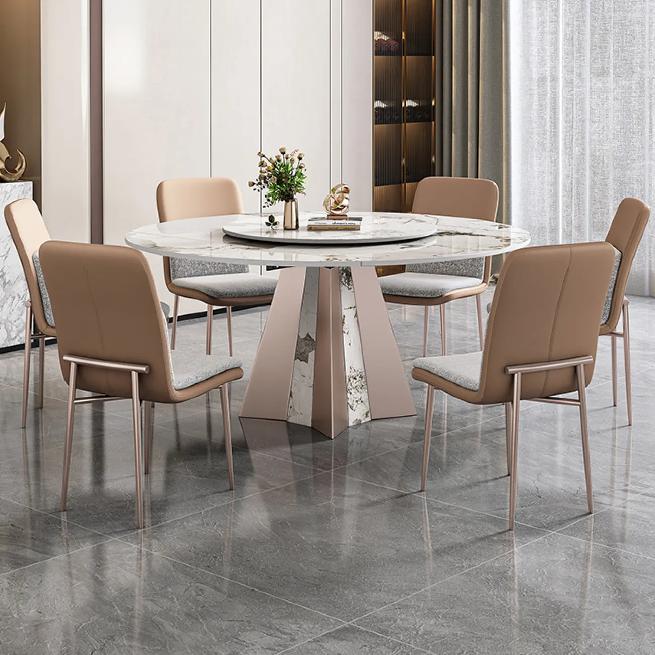 Роскошный раскладной обеденный каменный стол в Итальянском стиле LaLume AR22368-23 Роскошный раскладной обеденный каменный стол в Итальянском стиле LaLume AR22368-23