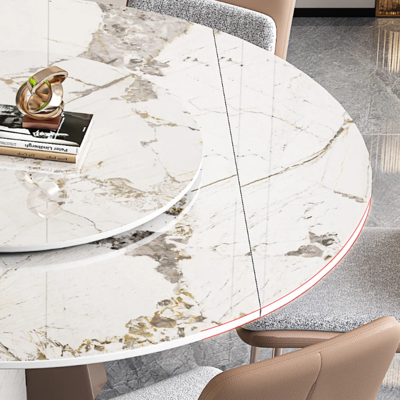 Роскошный раскладной обеденный каменный стол в Итальянском стиле LaLume AR22368-23 Роскошный раскладной обеденный каменный стол в Итальянском стиле LaLume AR22368-23