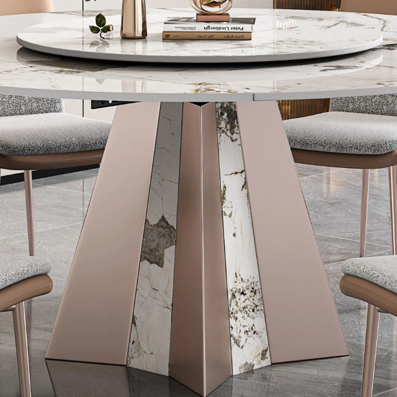 Роскошный раскладной обеденный каменный стол в Итальянском стиле LaLume AR22368-23 Роскошный раскладной обеденный каменный стол в Итальянском стиле LaLume AR22368-23