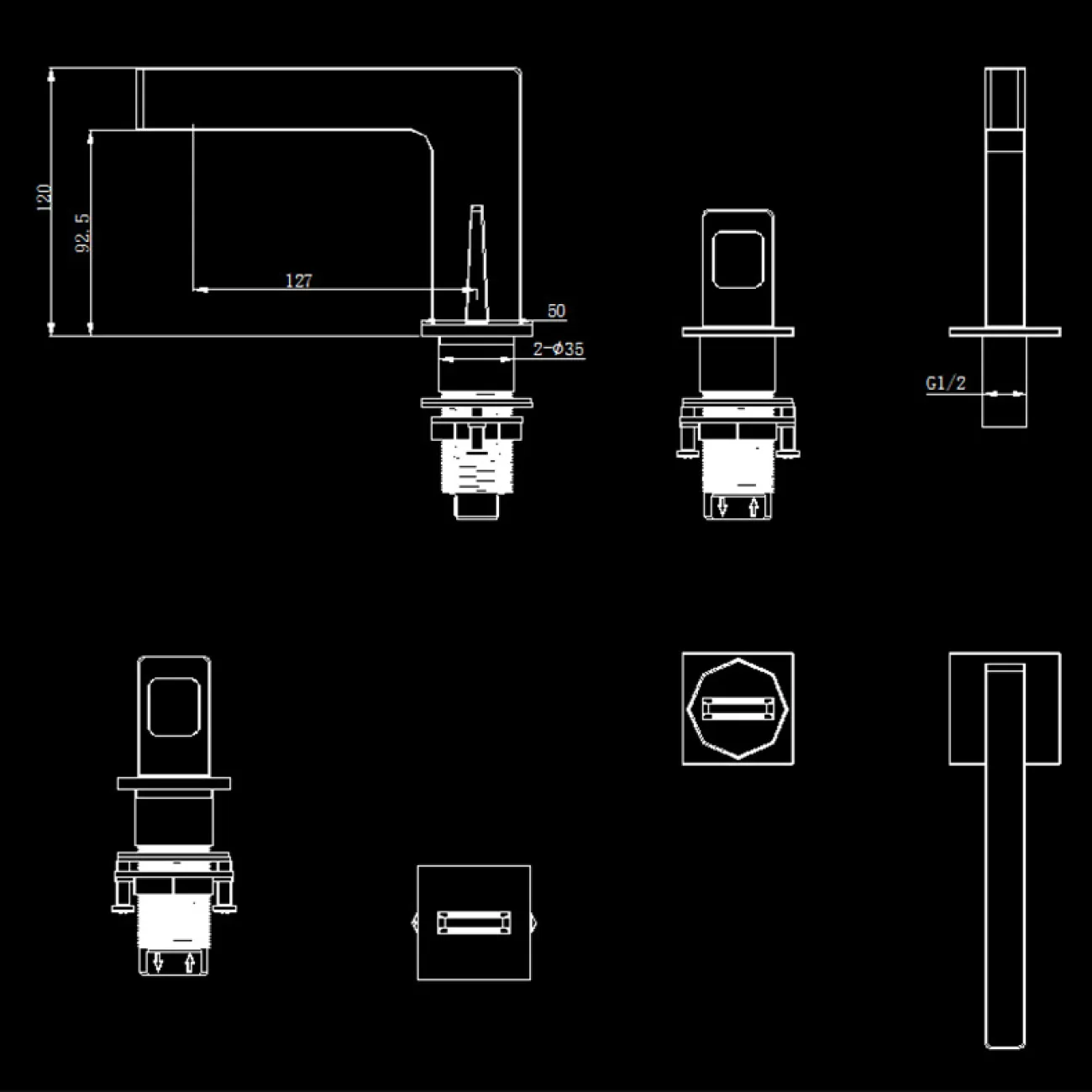 Современный латунный смеситель для ванной комнаты LaLume MB20516-23 Современный латунный смеситель для ванной комнаты LaLume MB20516-23