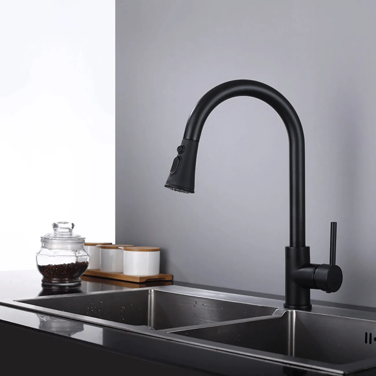 Телескопический латунный смеситель для кухни LaLume MB20522-23