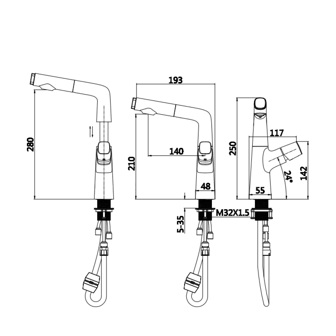Современный латунный смеситель для ванной комнаты LaLume MB20718-23 Современный латунный смеситель для ванной комнаты LaLume MB20718-23