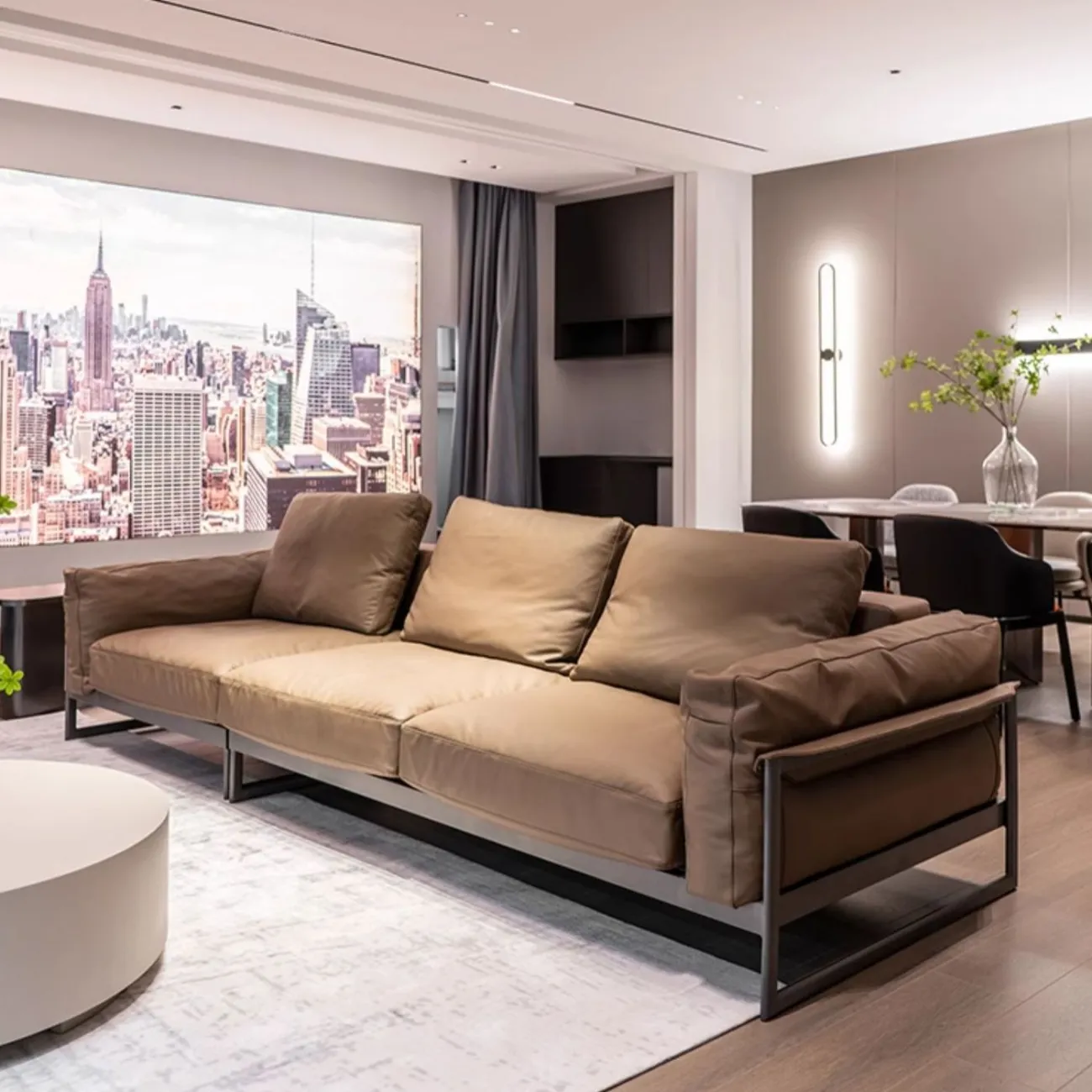 Роскошный прямой диван из кожи MIZEO 37329-29