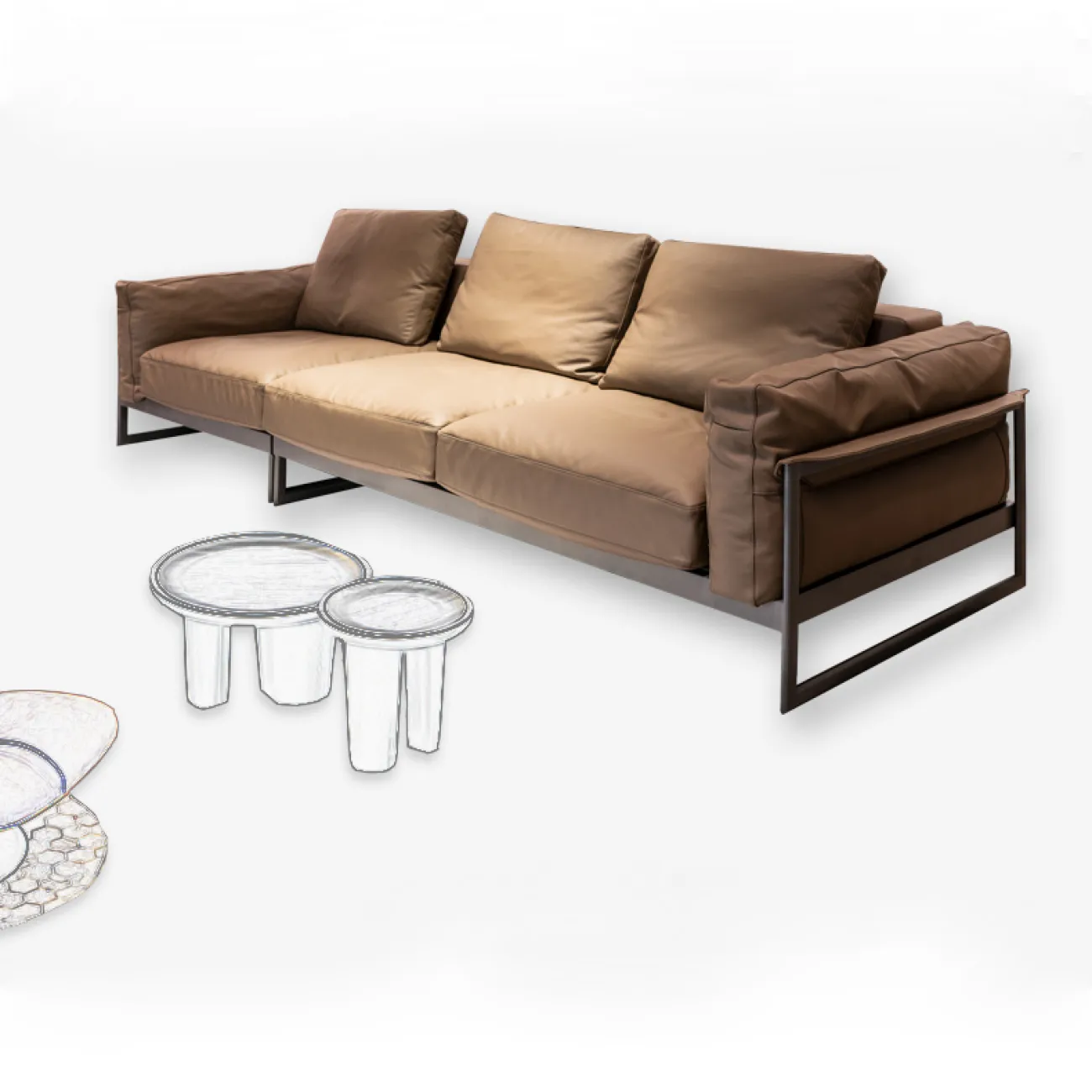 Роскошный прямой диван из кожи MIZEO 37329-29