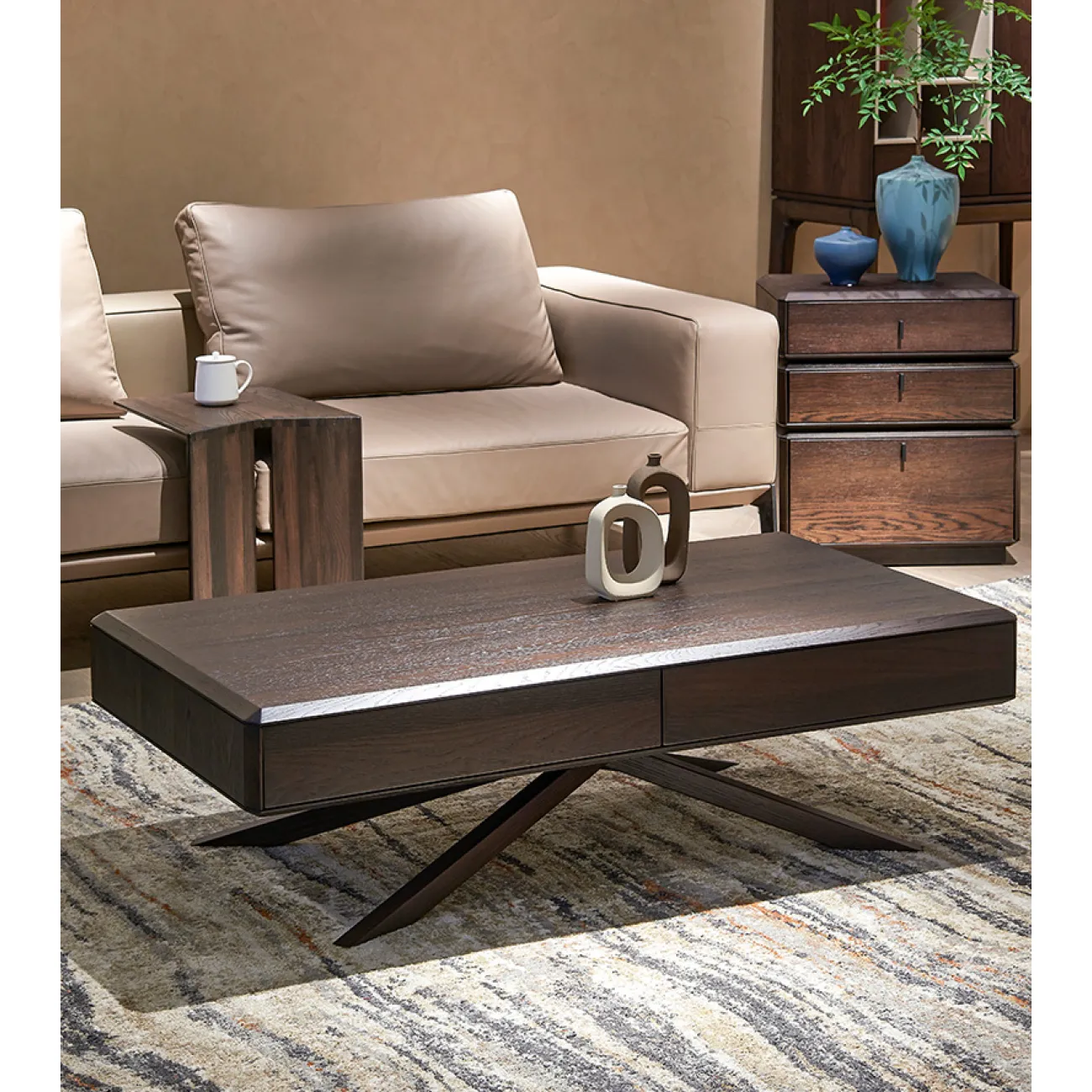 Журнальный столик из массива дерева в скандинавском стиле MIZEO 37330-29