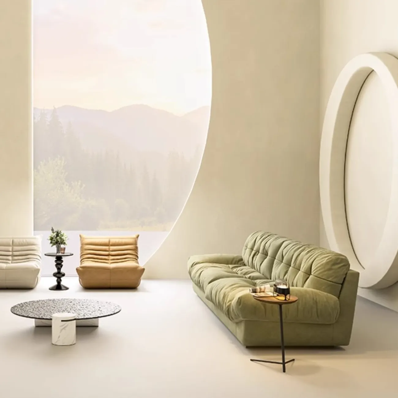 Итальянский диван из хлопчатобумажной и льняной ткани MIZEO 37338-29