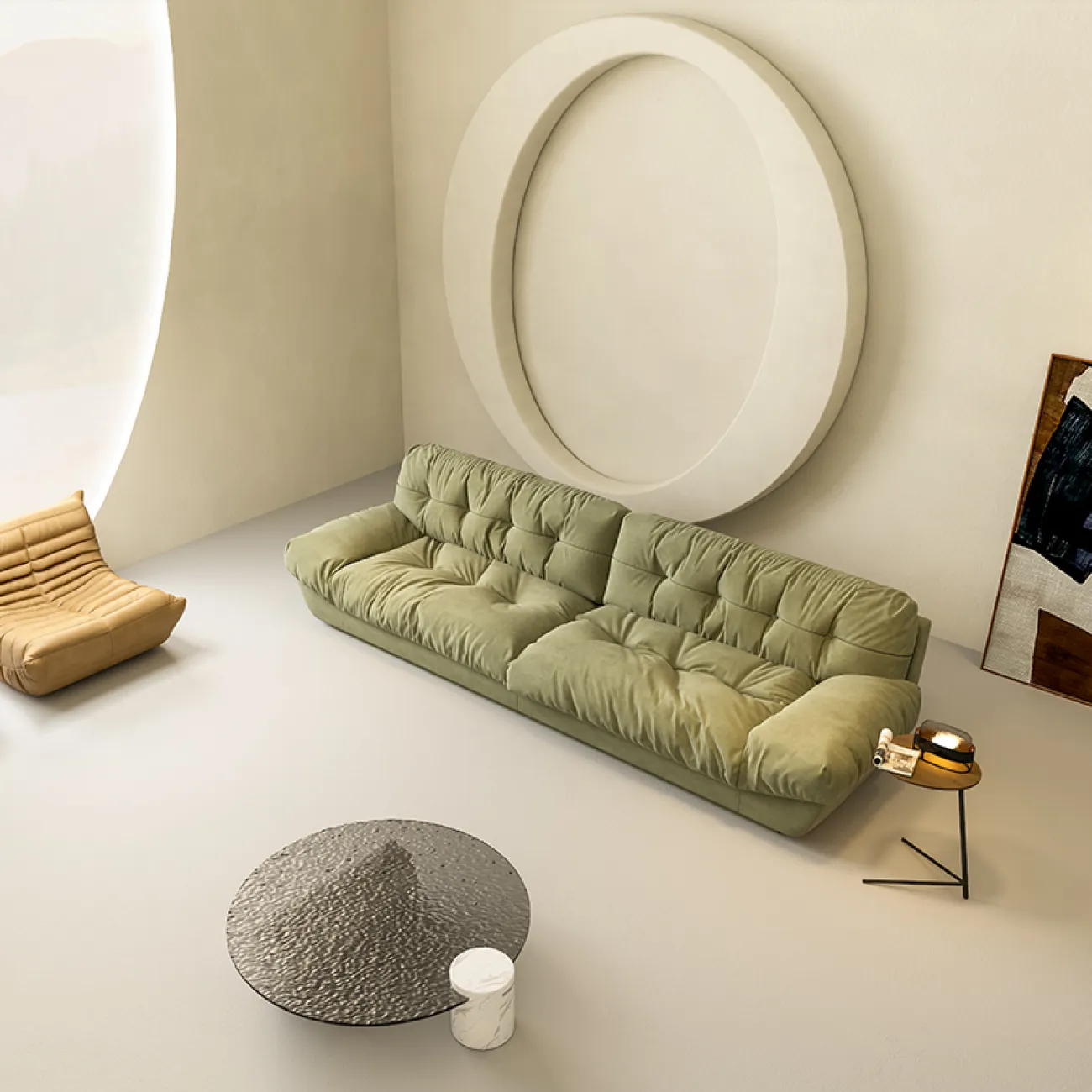 Итальянский диван из хлопчатобумажной и льняной ткани MIZEO 37338-29