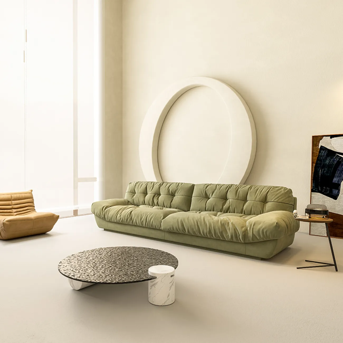 Итальянский диван из хлопчатобумажной и льняной ткани MIZEO 37338-29