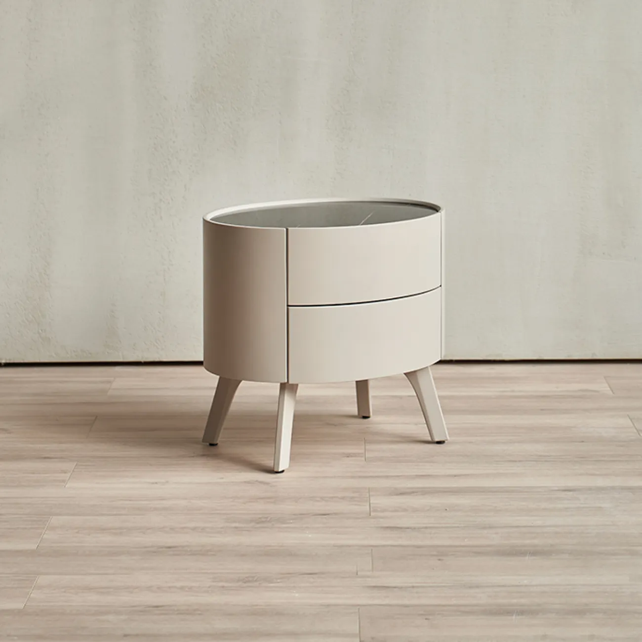 Простая прикроватная тумба с двумя ящиками из массива дерева MIZEO 37342-29