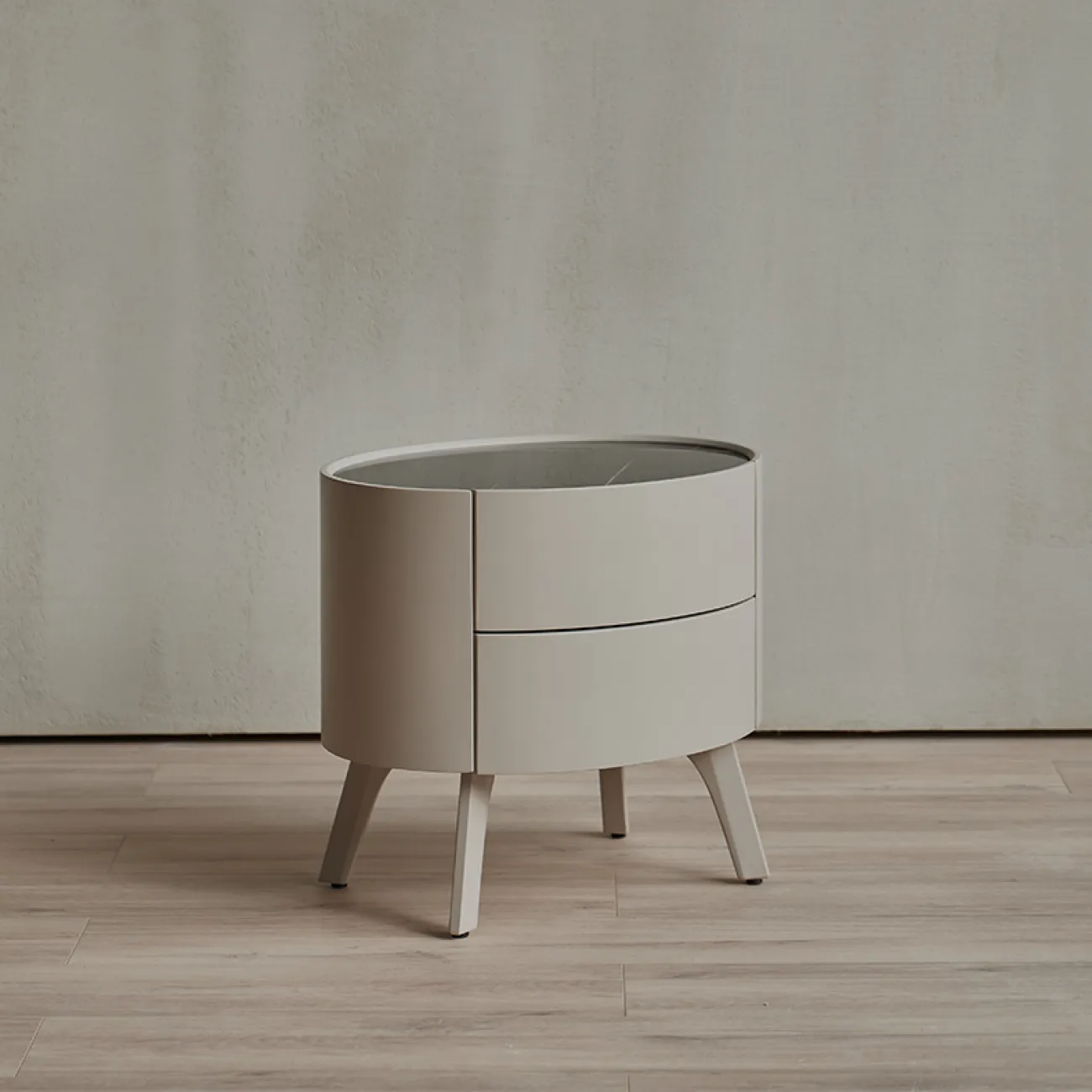 Простая прикроватная тумба с двумя ящиками из массива дерева MIZEO 37342-29