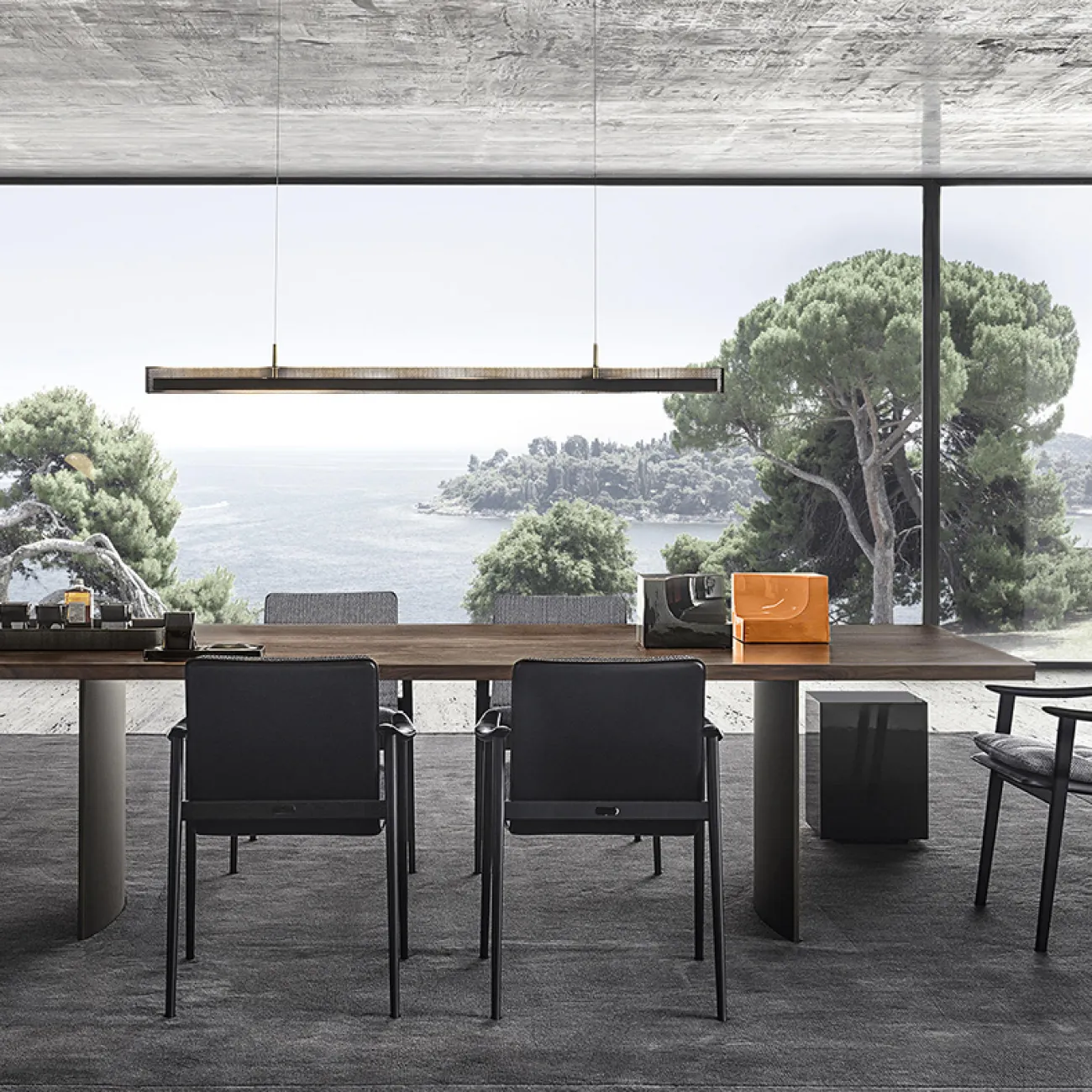 Минималистский обеденный стол из натурального мрамора MIZEO 37344-29 Минималистский обеденный стол из натурального мрамора MIZEO 37344-29