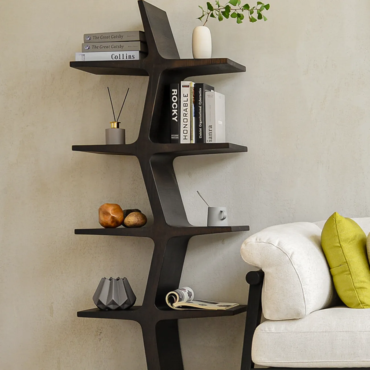 Минималистичная книжная полка из ясеня для гостиной  MIZEO 37346-29