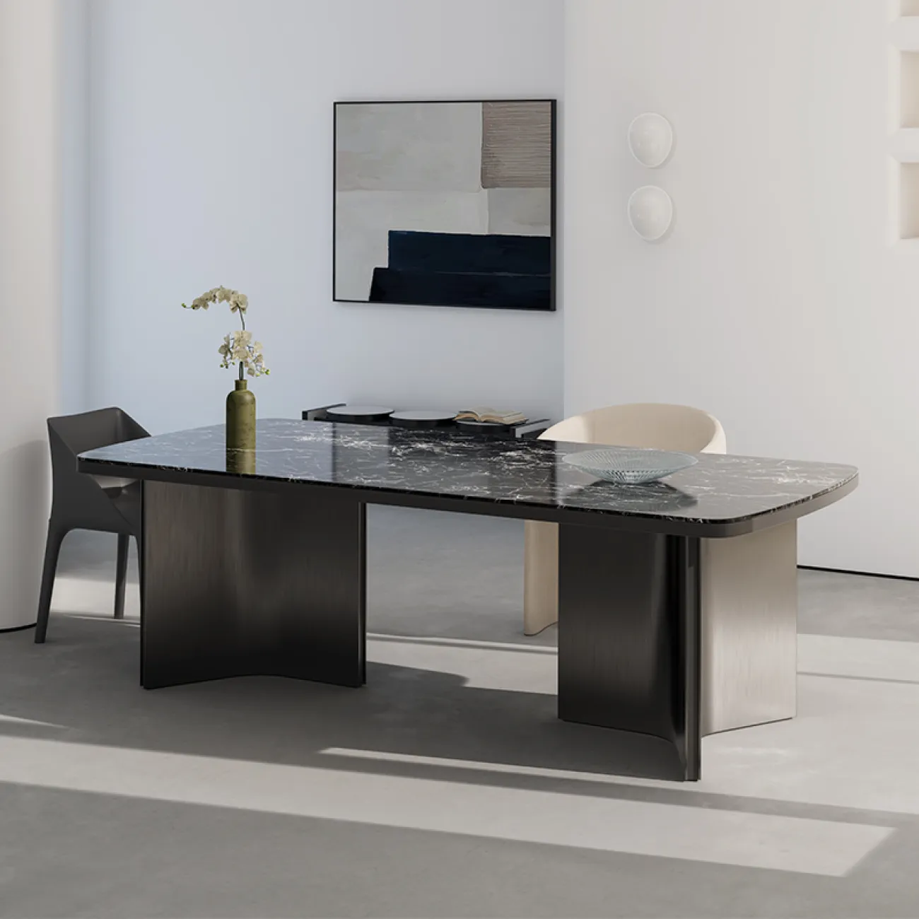 Роскошный каменный обеденный стол  в итальянском стиле MIZEO 37348-29