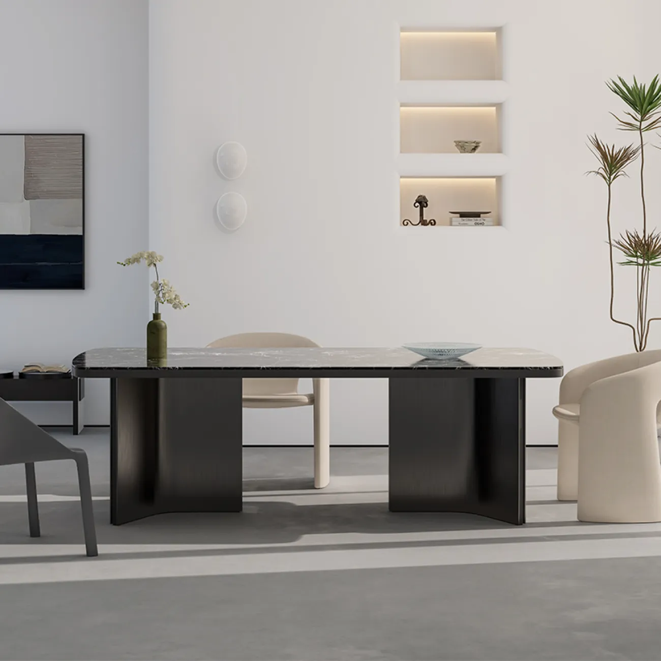 Роскошный каменный обеденный стол  в итальянском стиле MIZEO 37348-29