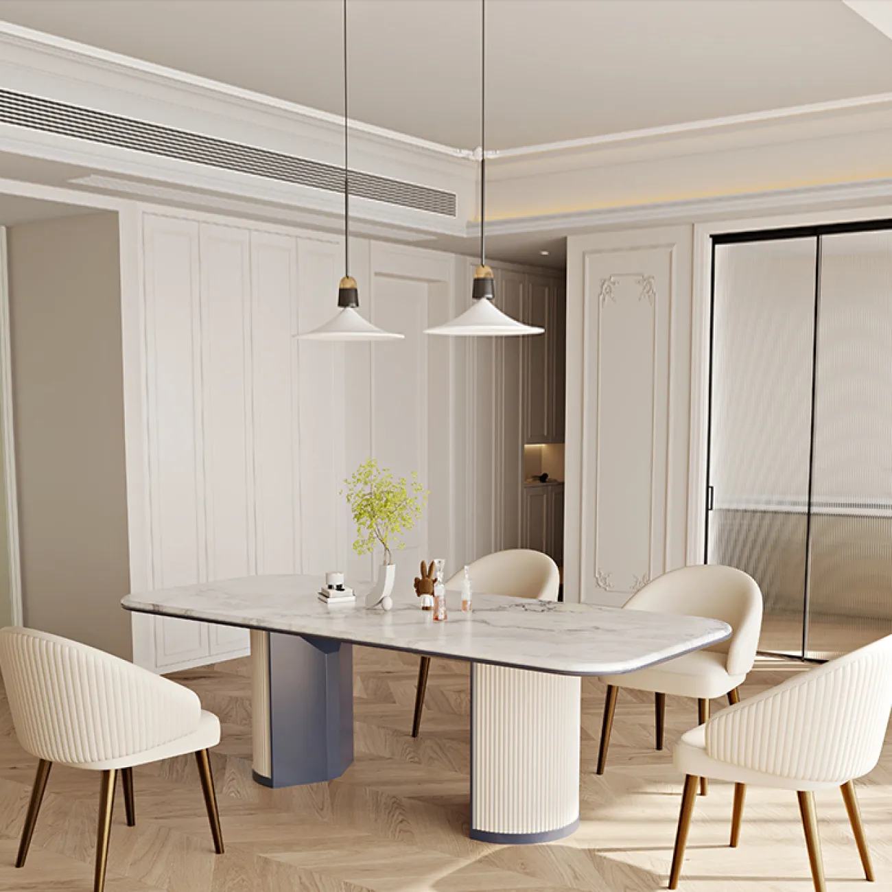  Минималистский обеденный стол из натурального мрамора MSS 37351-29