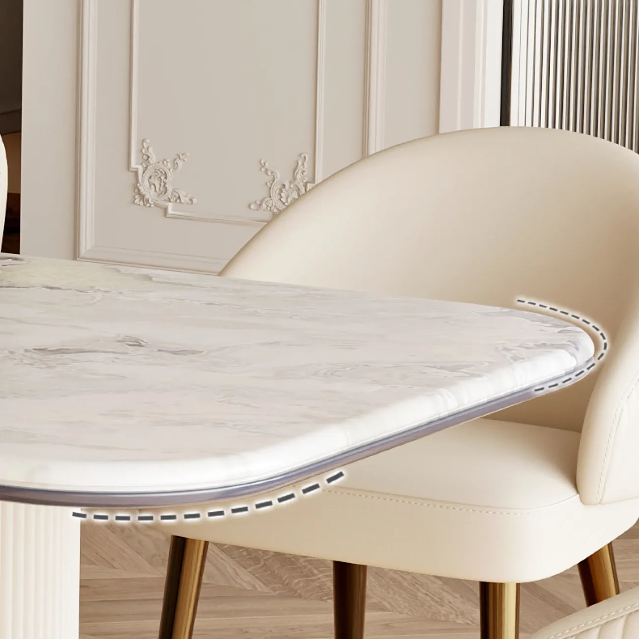  Минималистский обеденный стол из натурального мрамора MSS 37351-29