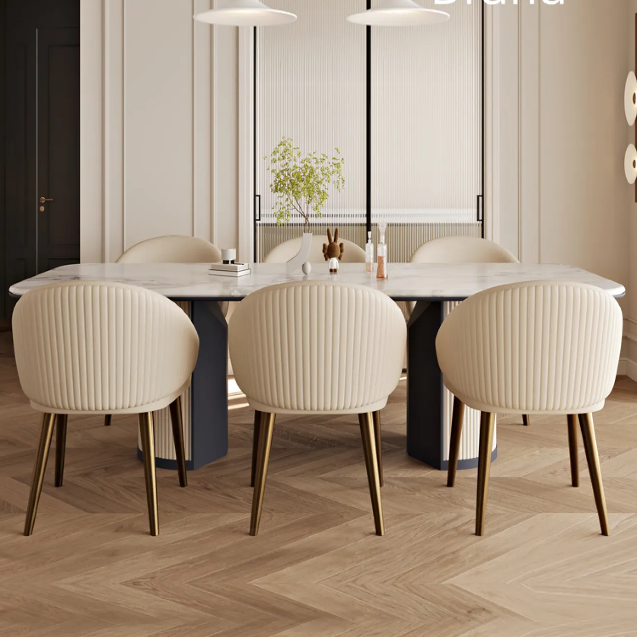  Минималистский обеденный стол из натурального мрамора MSS 37351-29