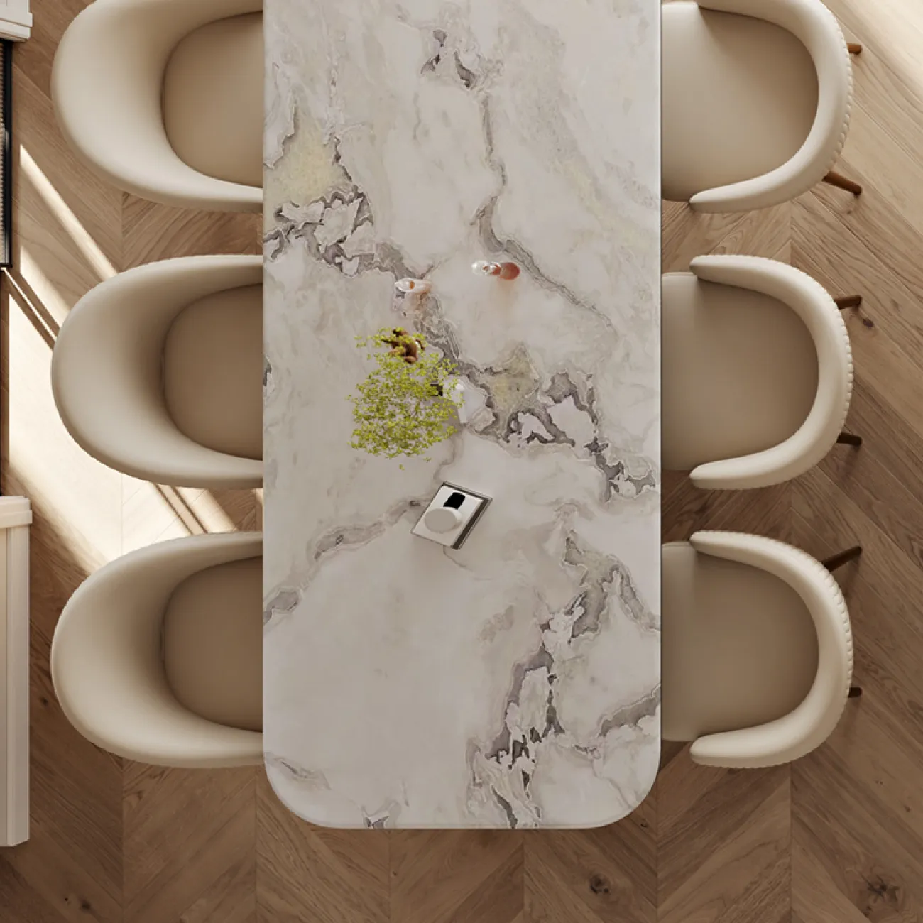  Минималистский обеденный стол из натурального мрамора MSS 37351-29