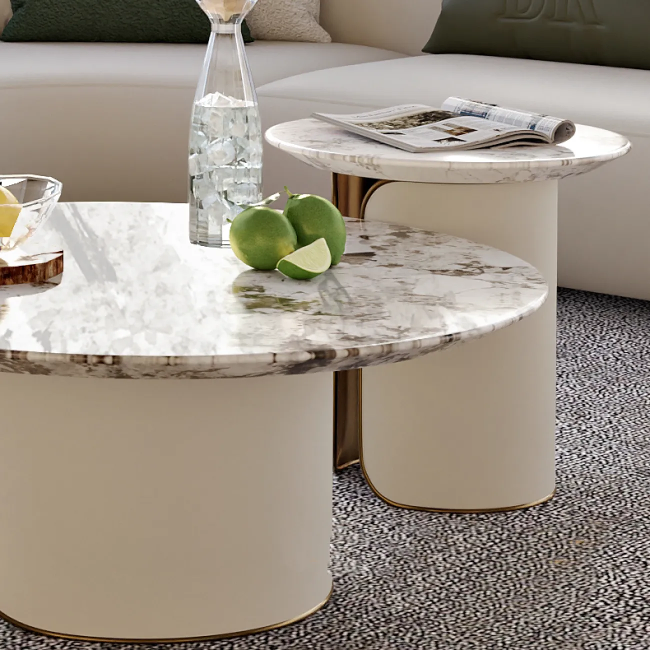 Роскошный круглый журнальный столик из натурального мрамора MSS 37359-29 Роскошный круглый журнальный столик из натурального мрамора MSS 37359-29