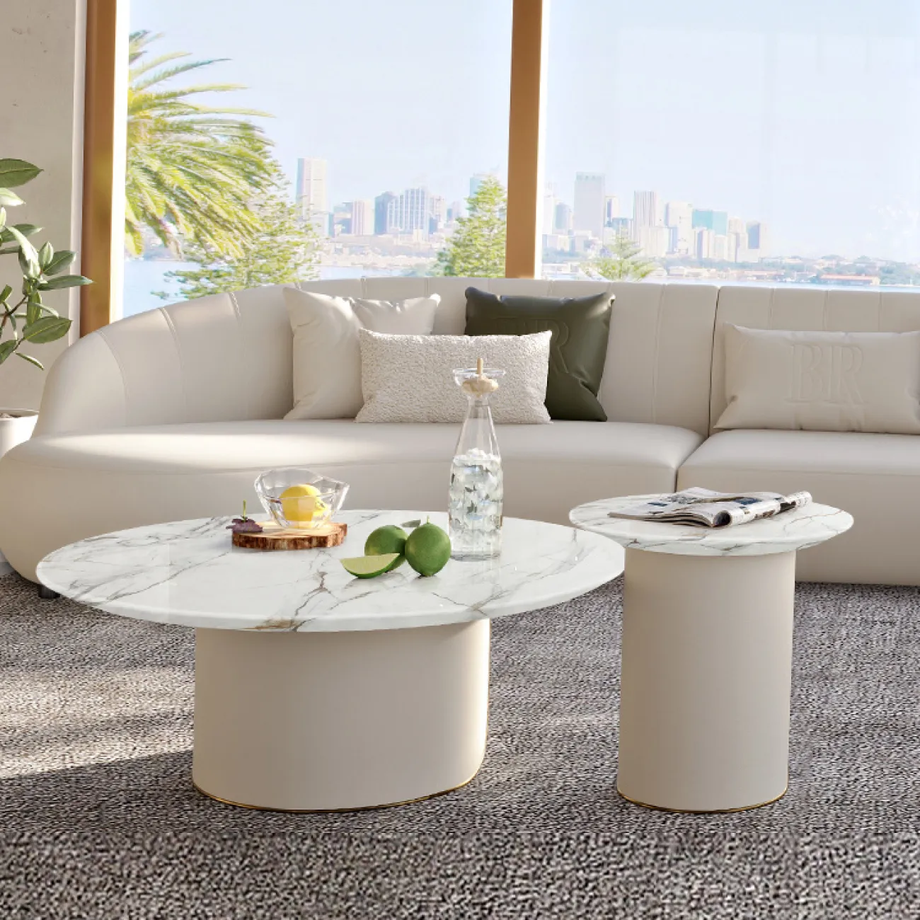 Роскошный круглый журнальный столик из натурального мрамора MSS 37359-29 Роскошный круглый журнальный столик из натурального мрамора MSS 37359-29