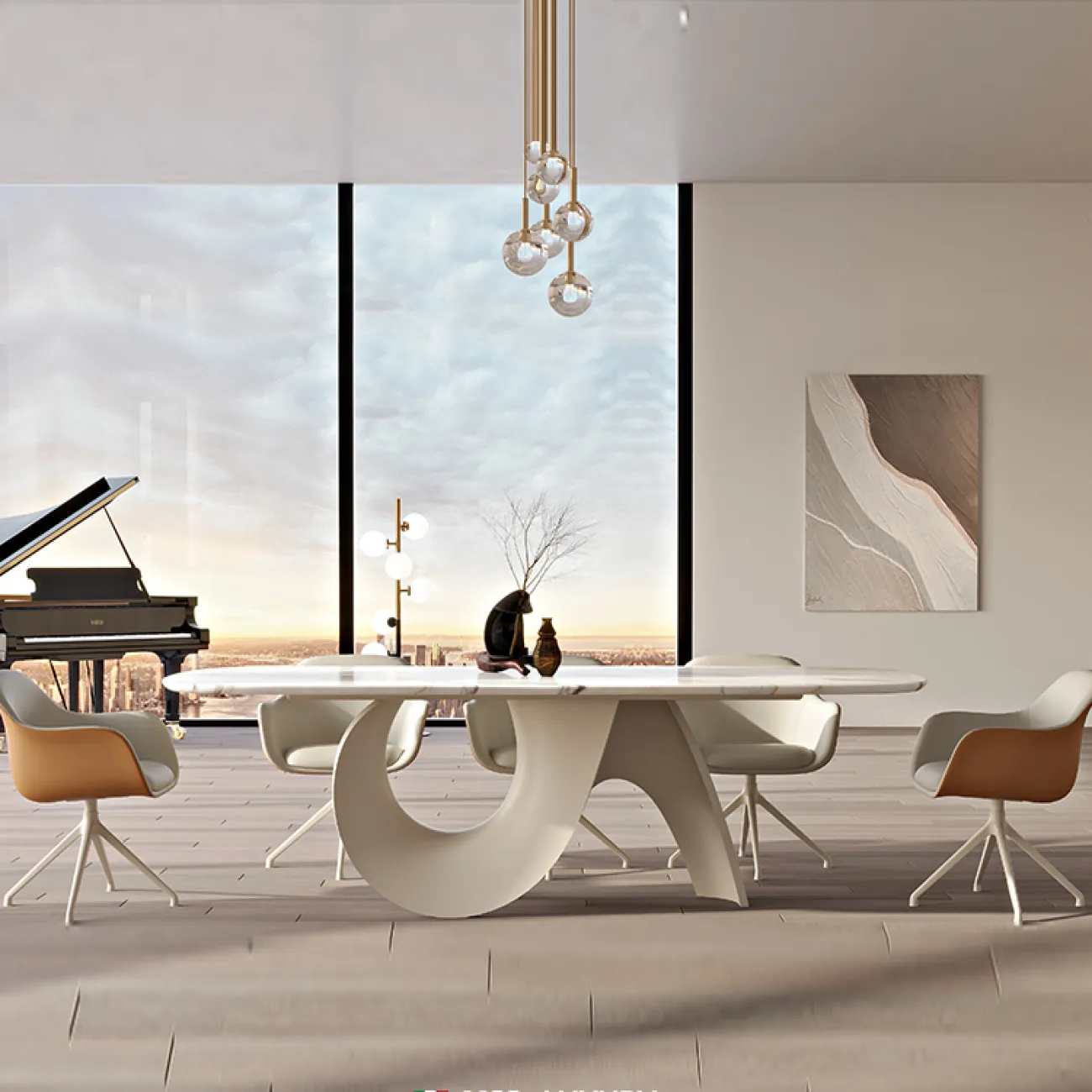 Современный обеденный стол из скандинавского мрамора MSS 37361-29 Современный обеденный стол из скандинавского мрамора MSS 37361-29