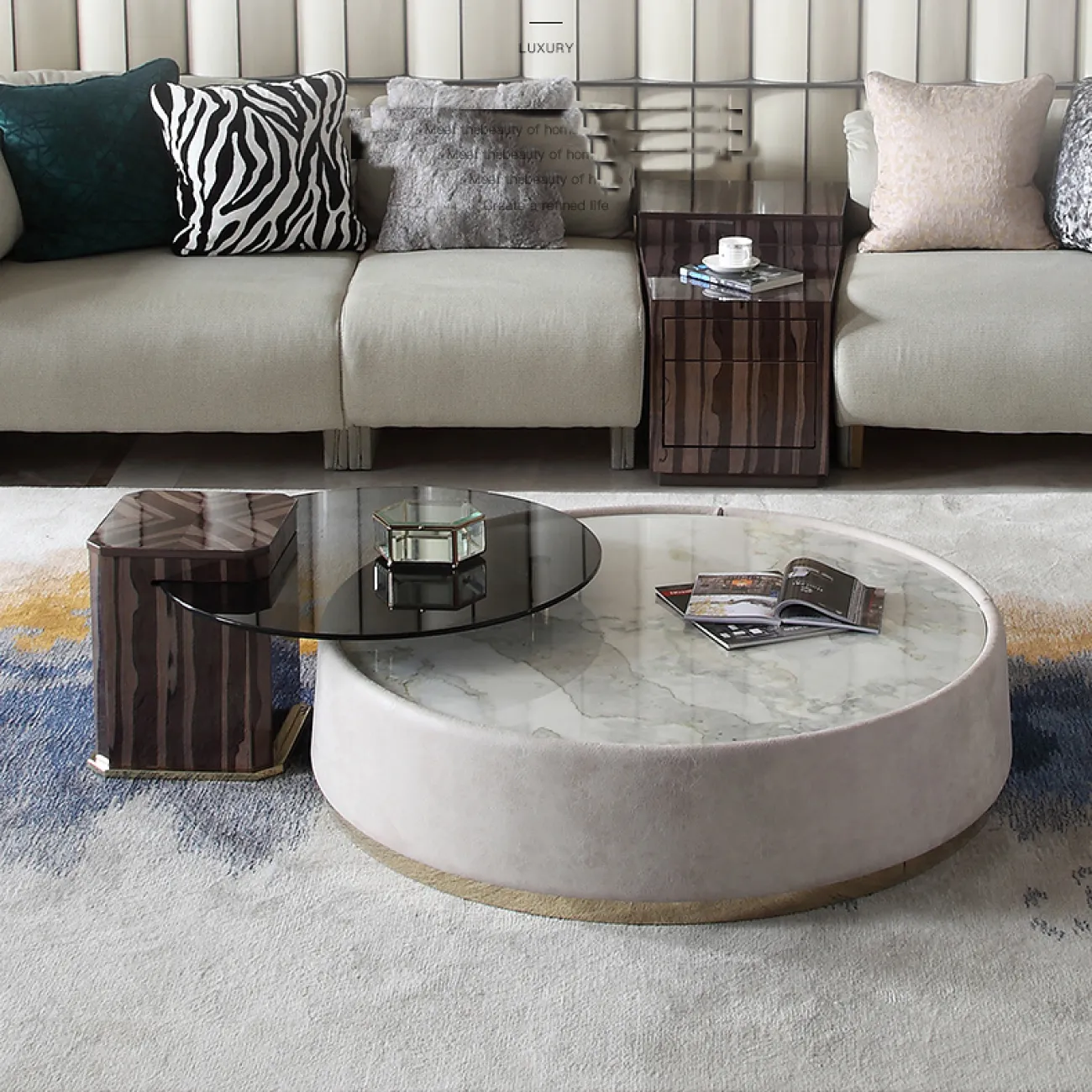 Модный журнальный столик из натурального мрамора высокого класса MSS 37363-29