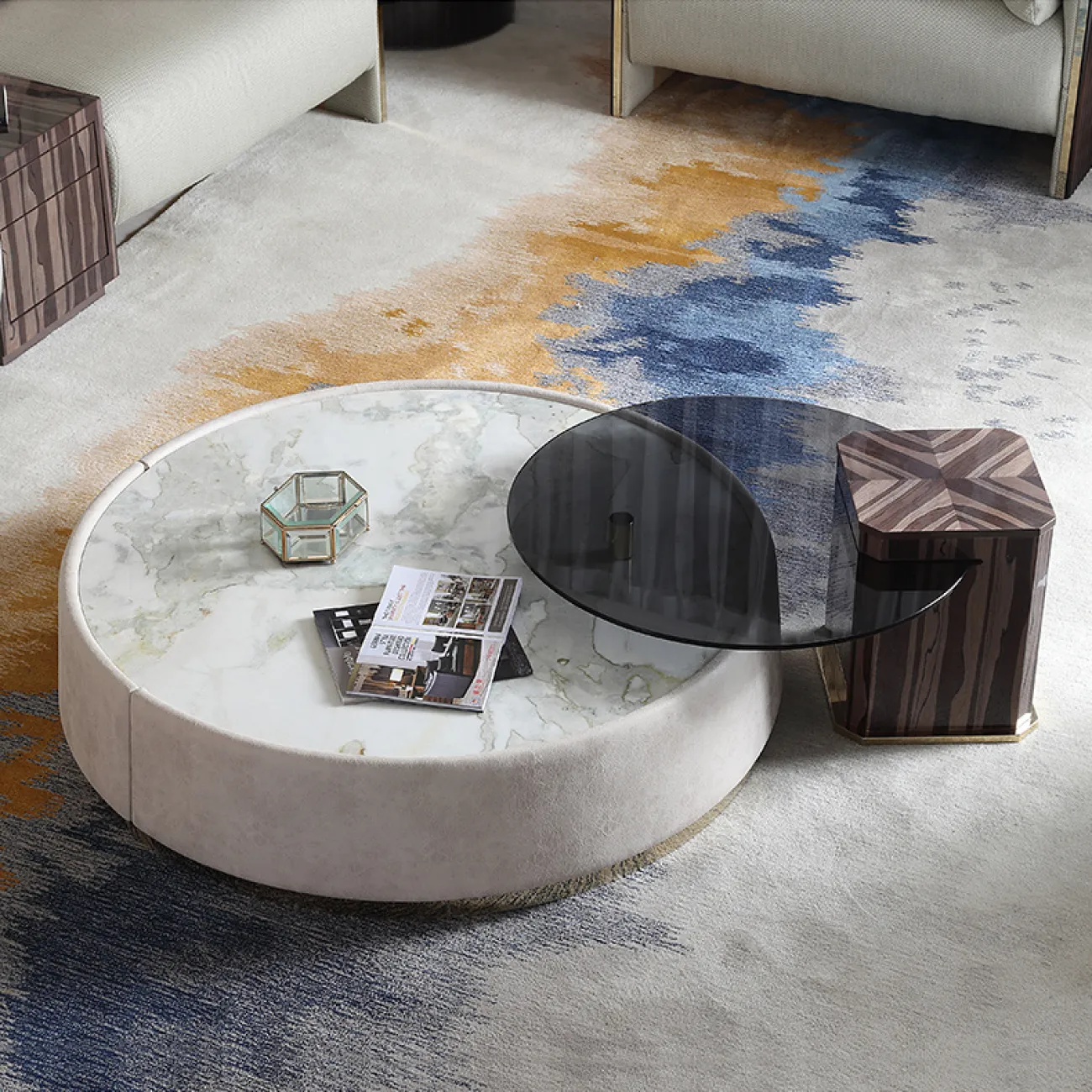 Модный журнальный столик из натурального мрамора высокого класса MSS 37363-29