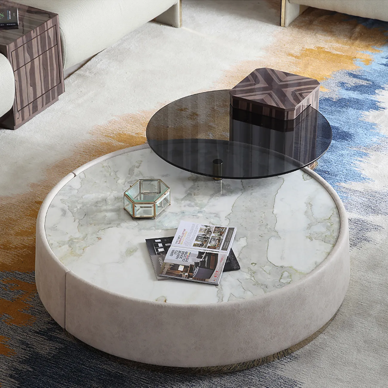 Модный журнальный столик из натурального мрамора высокого класса MSS 37363-29