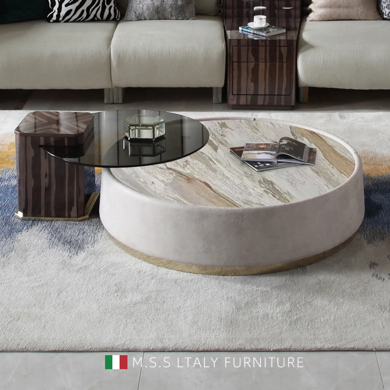 Модный журнальный столик из натурального мрамора высокого класса MSS 37363-29