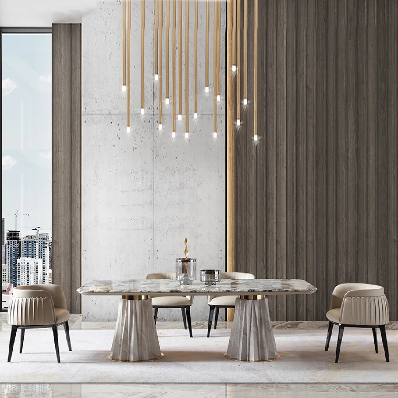 Роскошный обеденный стол из натурального мрамора MSS 37371-29