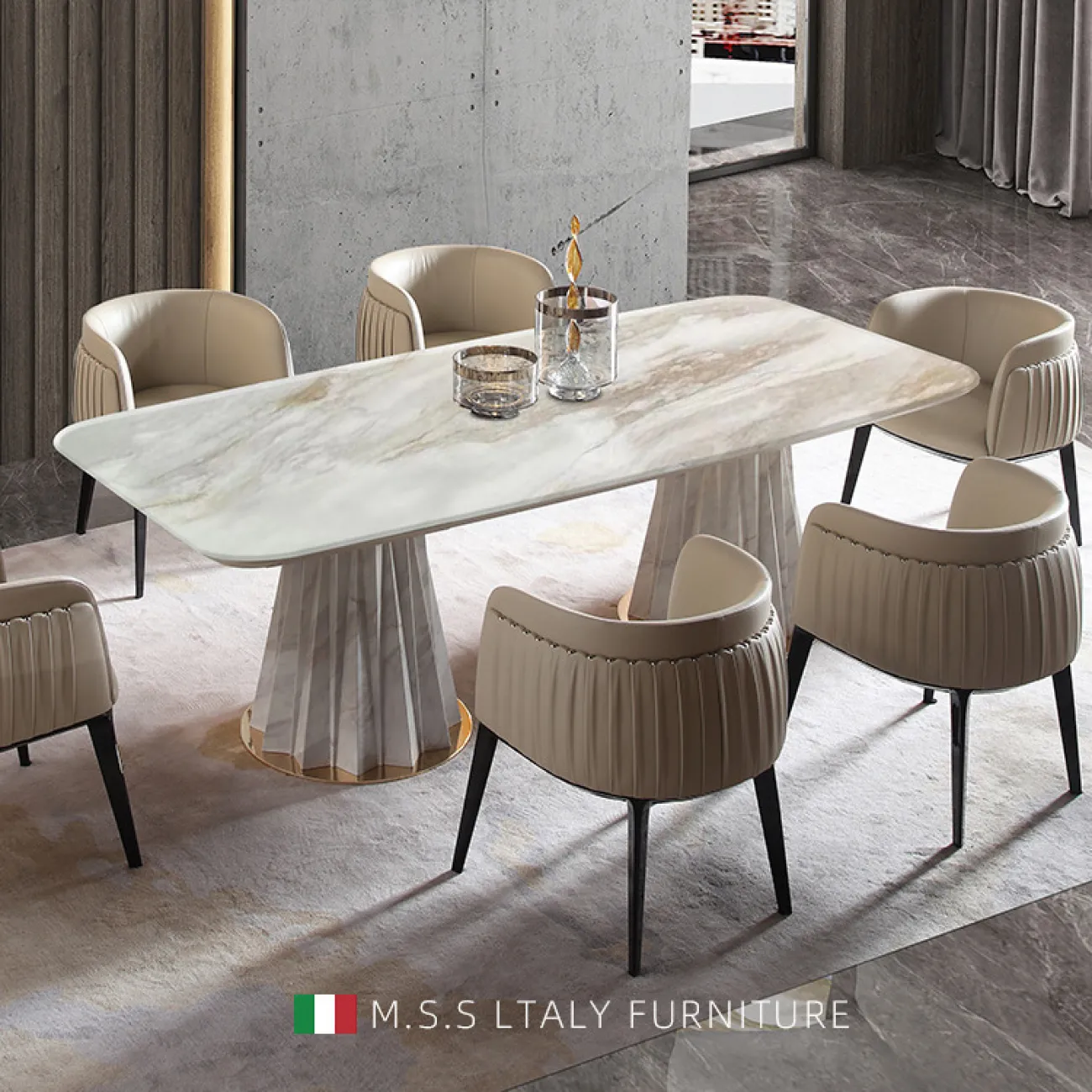 Роскошный обеденный стол из натурального мрамора MSS 37371-29