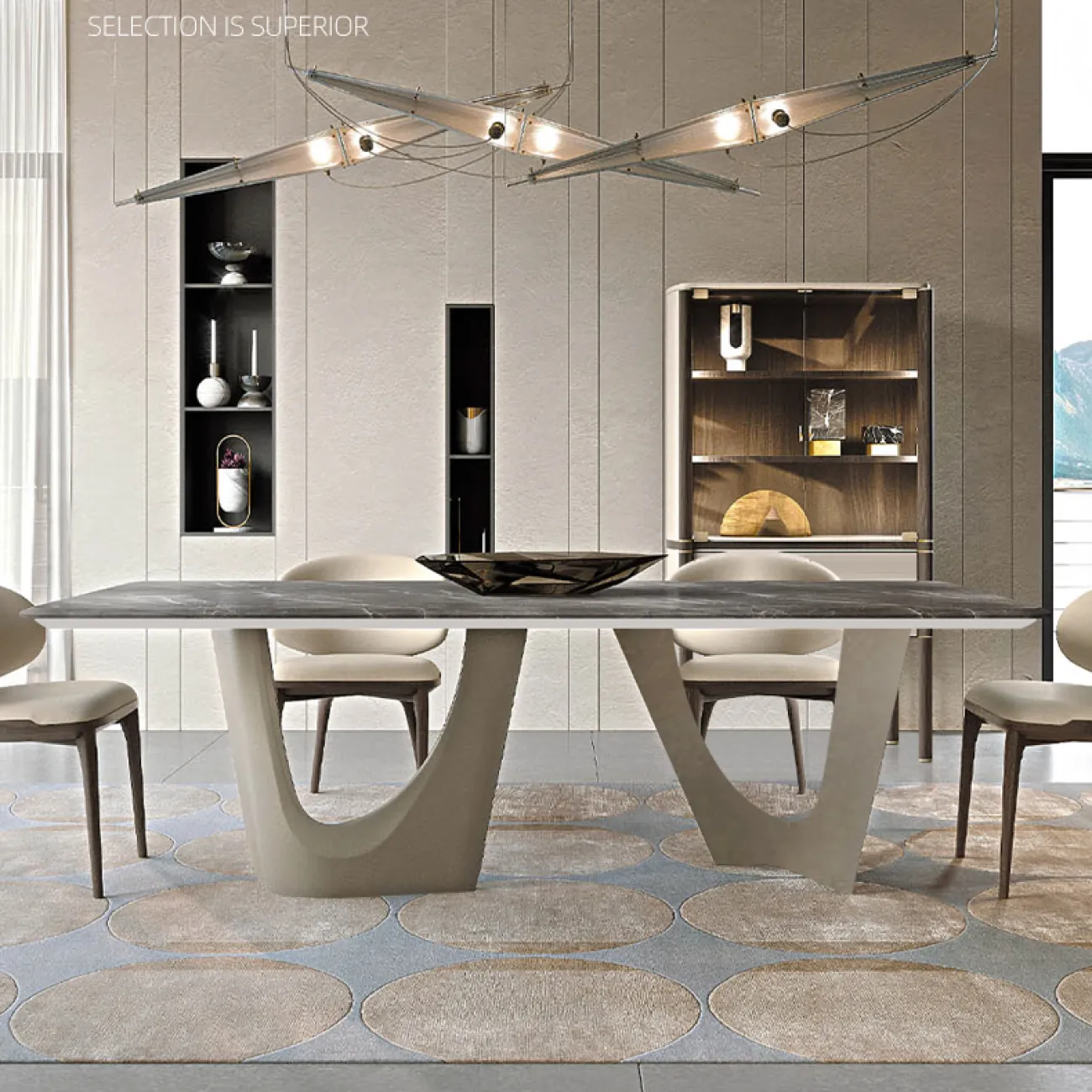 Роскошный обеденный стол из натурального мрамора высокого класса MSS 37373-29