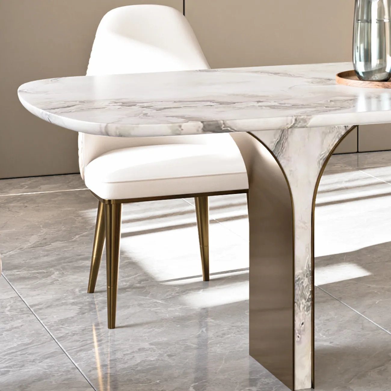  Легкий роскошный обеденный стол из натурального мрамора MSS 37374-29