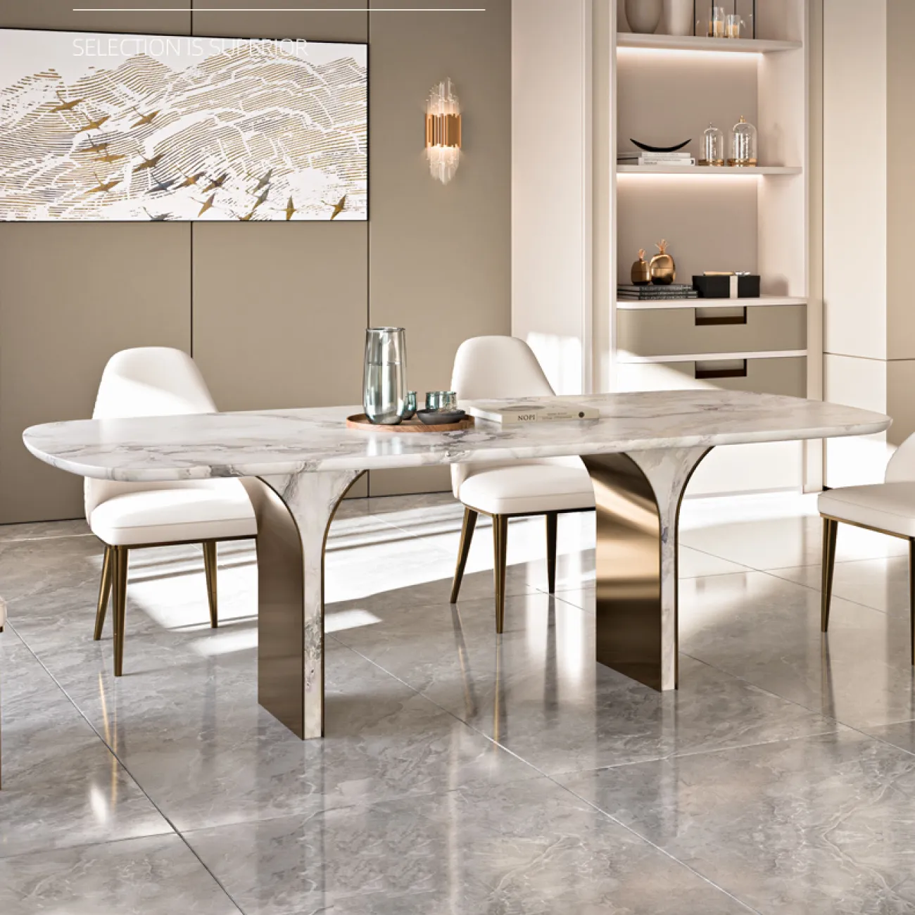 Легкий роскошный обеденный стол из натурального мрамора MSS 37374-29