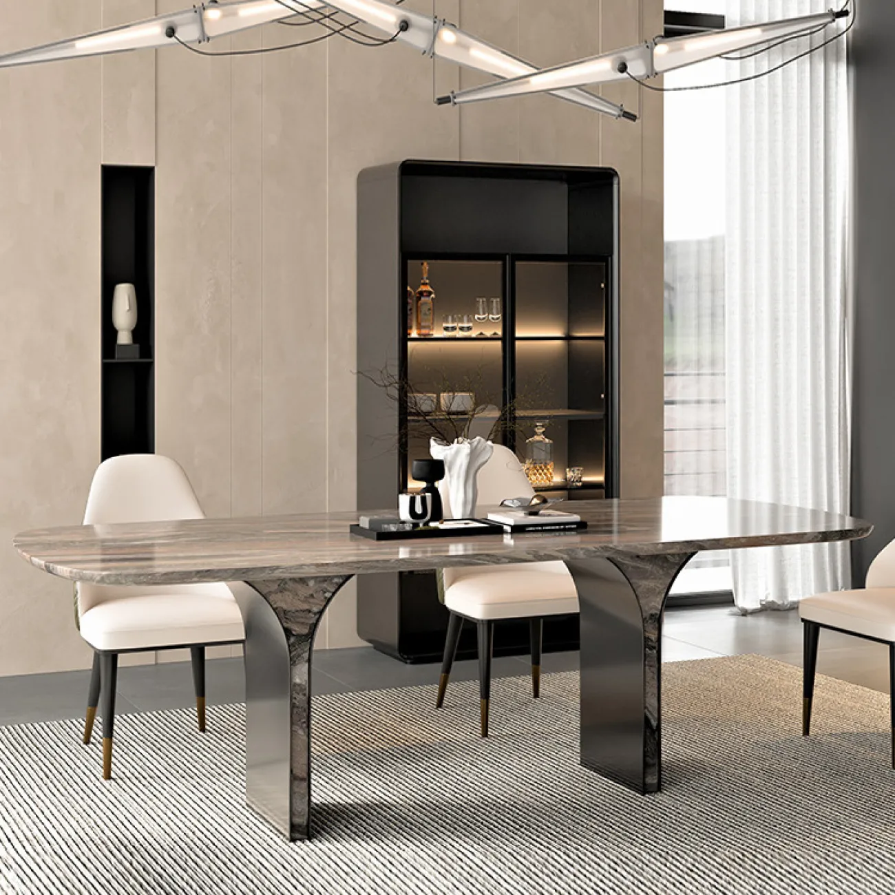  Легкий роскошный обеденный стол из натурального мрамора MSS 37374-29