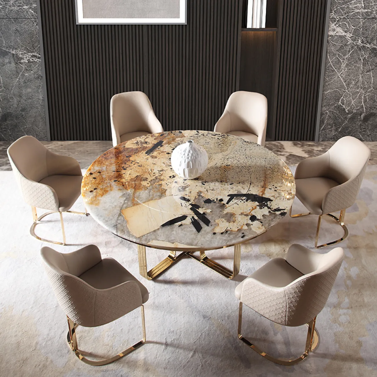 Роскошное кожаное обеденное кресло в постмодернистском стиле MSS 37383-29 