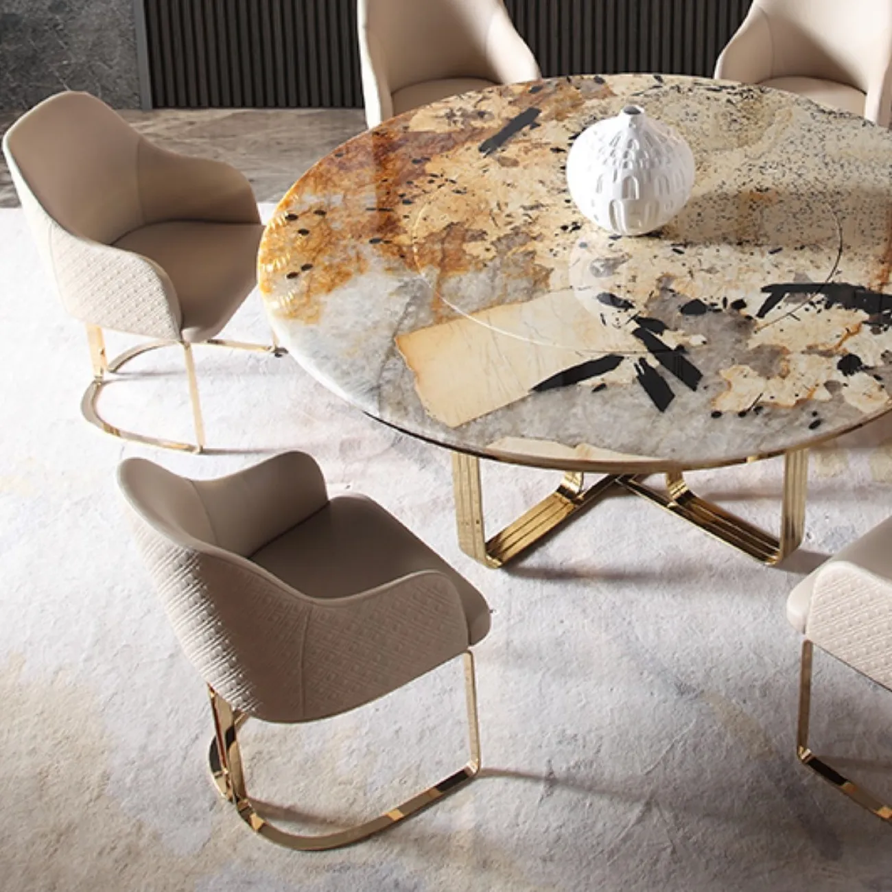 Роскошное кожаное обеденное кресло в постмодернистском стиле MSS 37383-29 