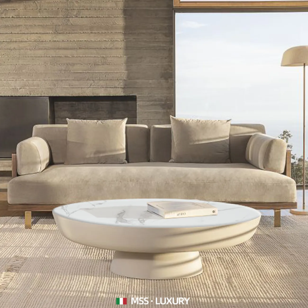 Журнальный столик стиль  ваби-саби из натурального камня MSS 37385-29 