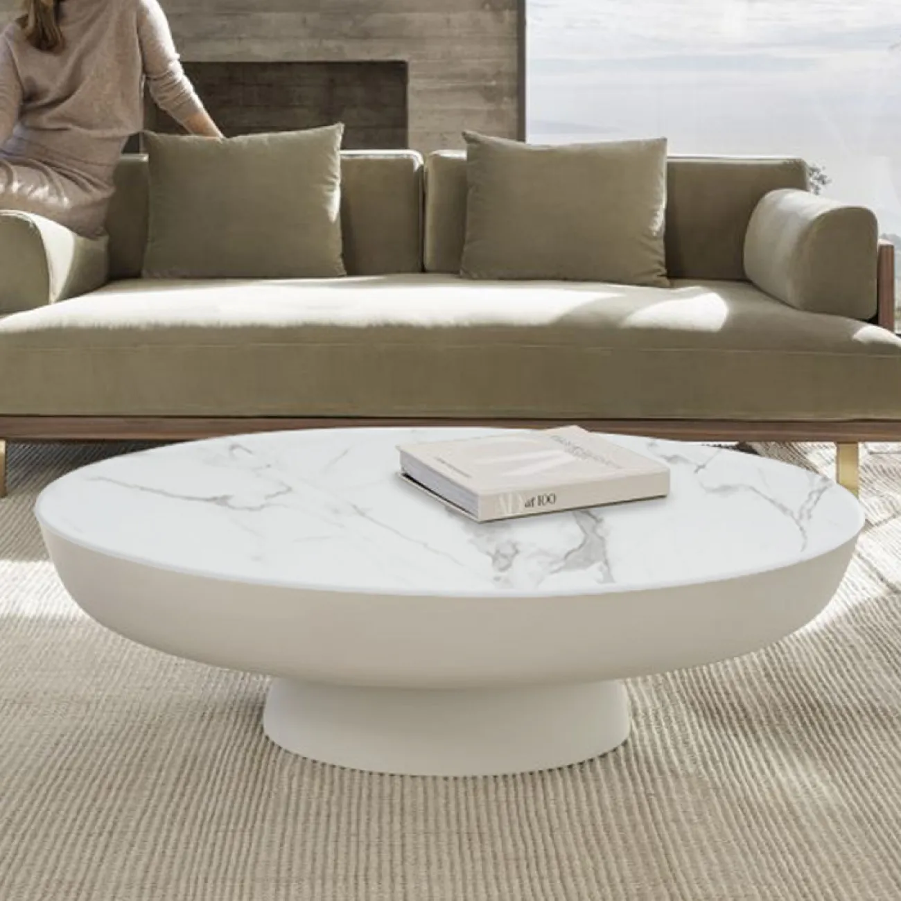 Журнальный столик стиль  ваби-саби из натурального камня MSS 37385-29 