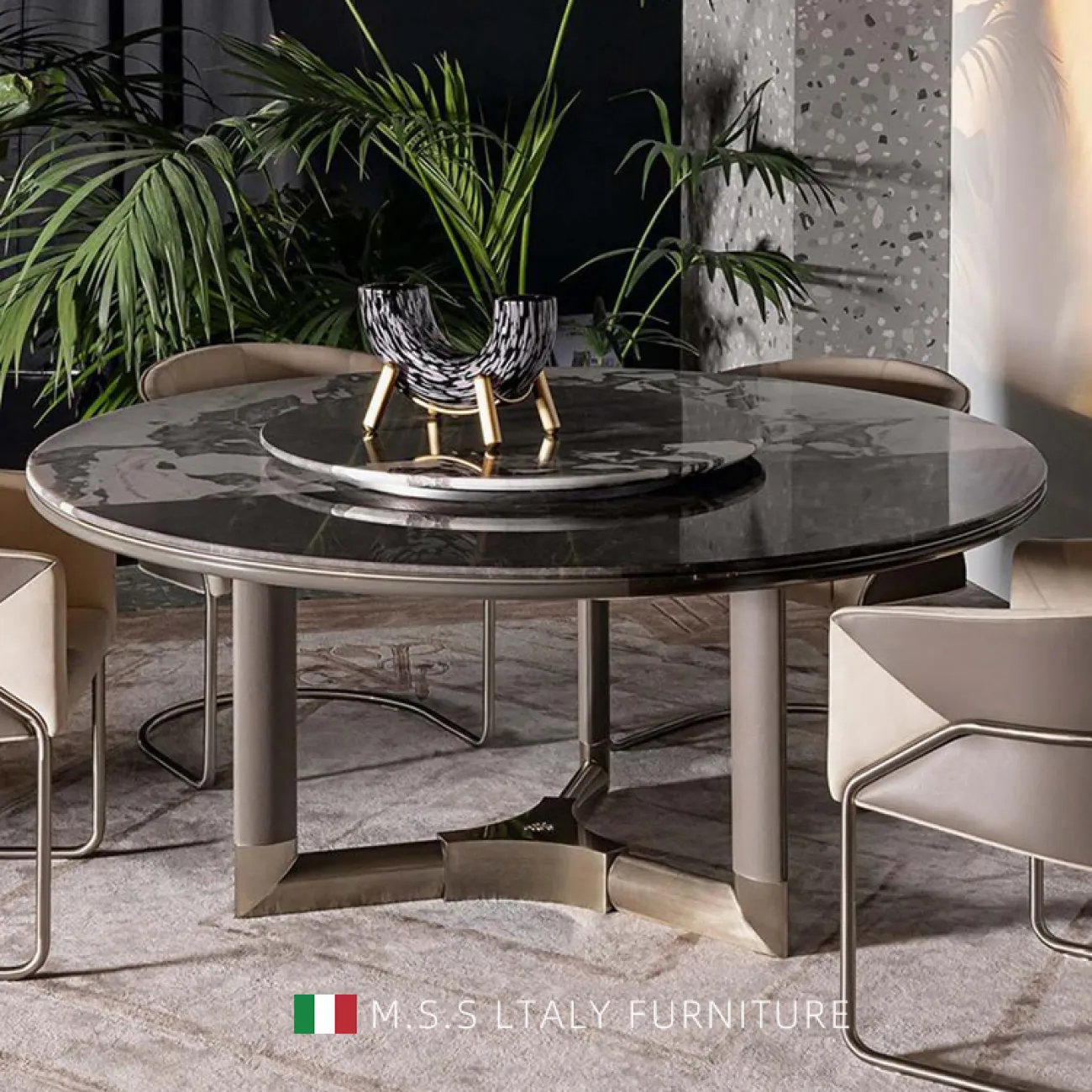 Роскошный камень круглый обеденный стол MSS 37394-29 Роскошный камень круглый обеденный стол MSS 37394-29