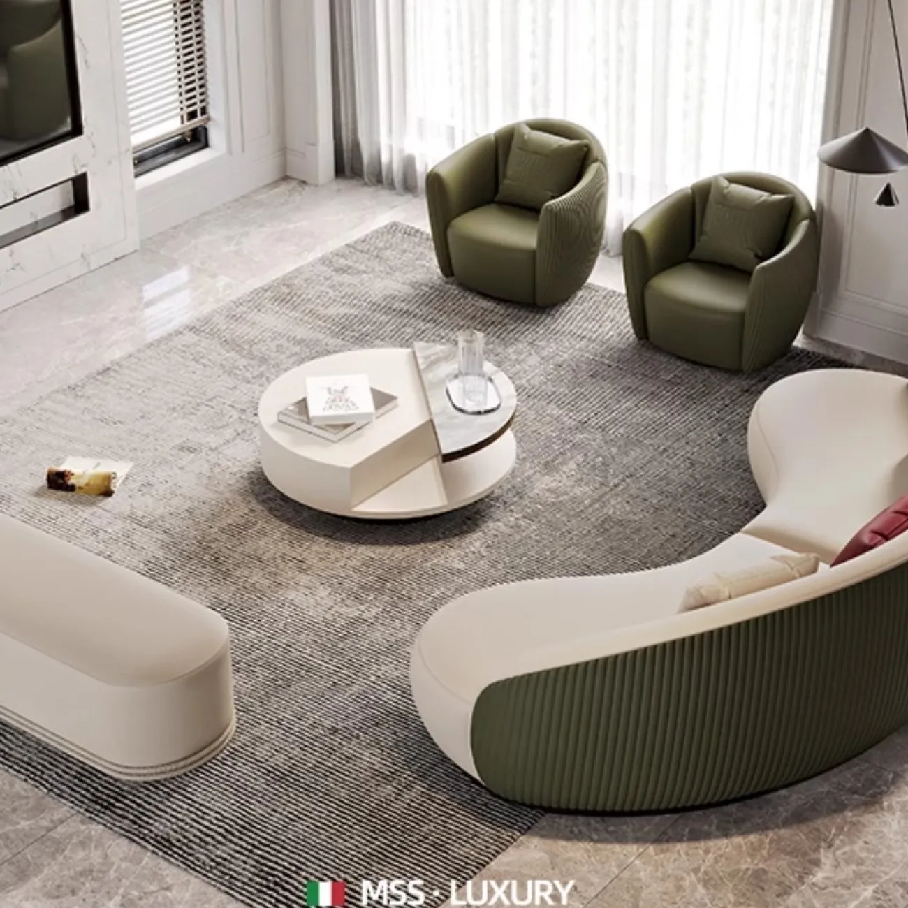 Светлый журнальный столик класса люкс в итальянском стиле MSS 37397-29