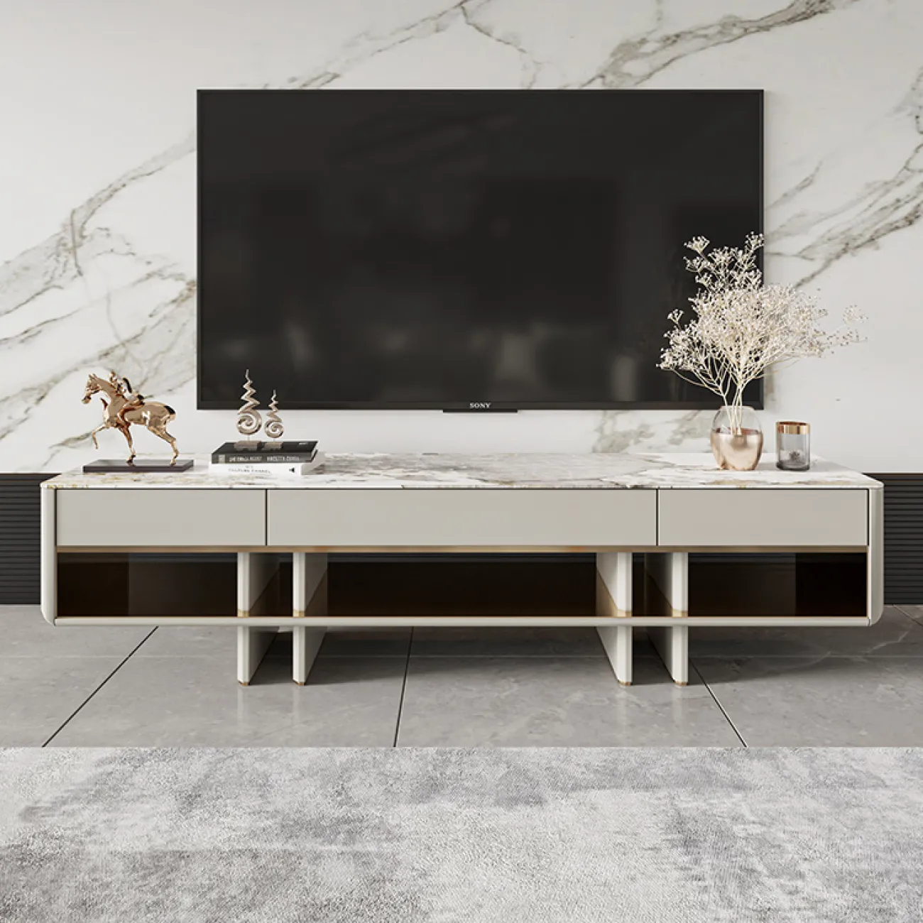 Роскошный мраморный шкаф под телевизор MSS 37398-29