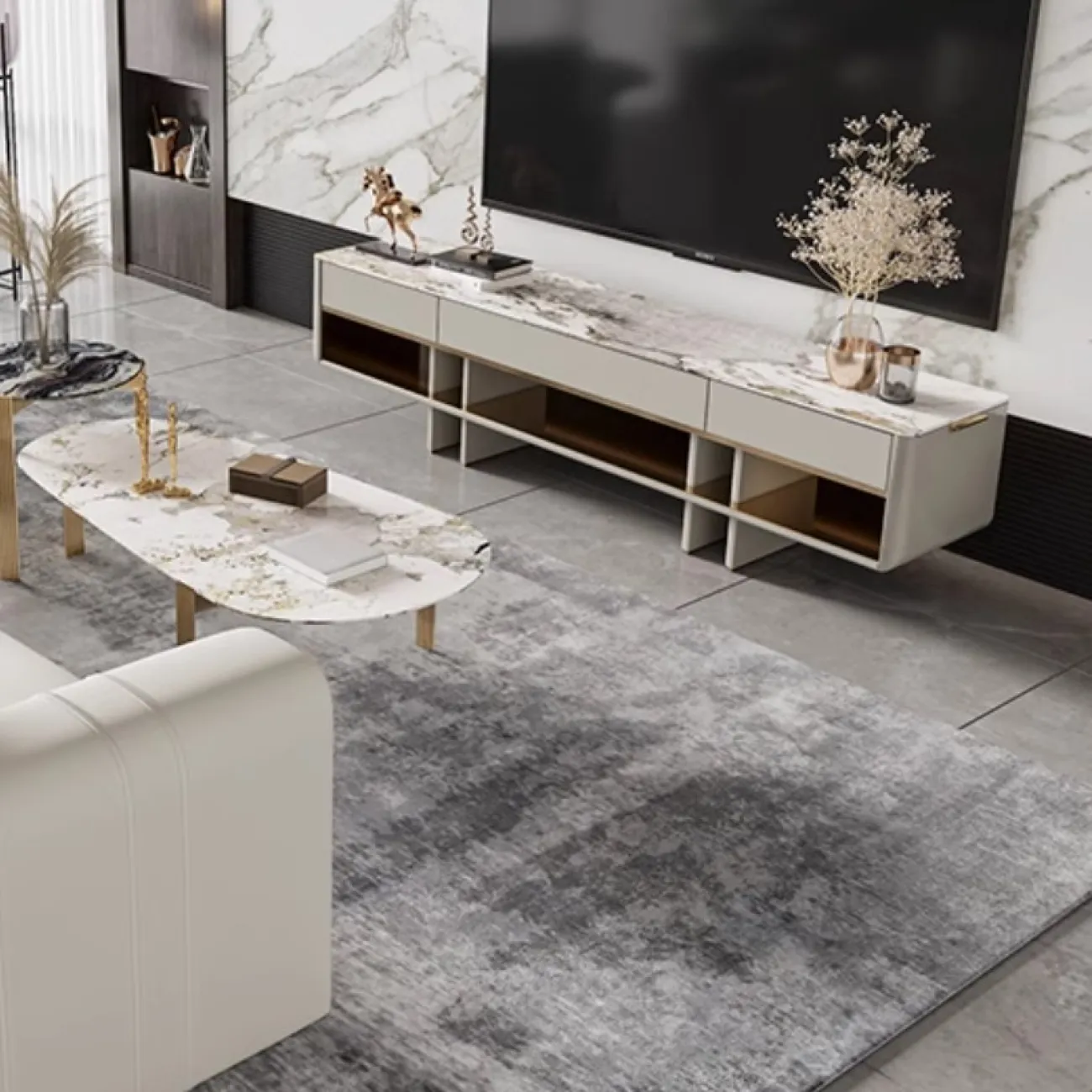 Роскошный мраморный шкаф под телевизор MSS 37398-29