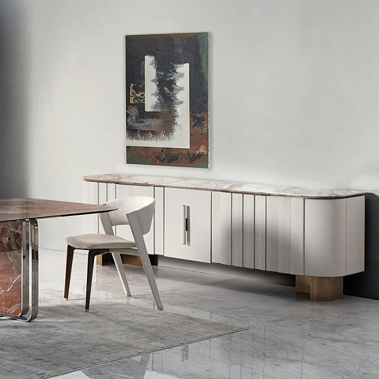 Роскошный ТВ-шкаф из натурального мрамора MSS 37399-29 Роскошный ТВ-шкаф из натурального мрамора MSS 37399-29