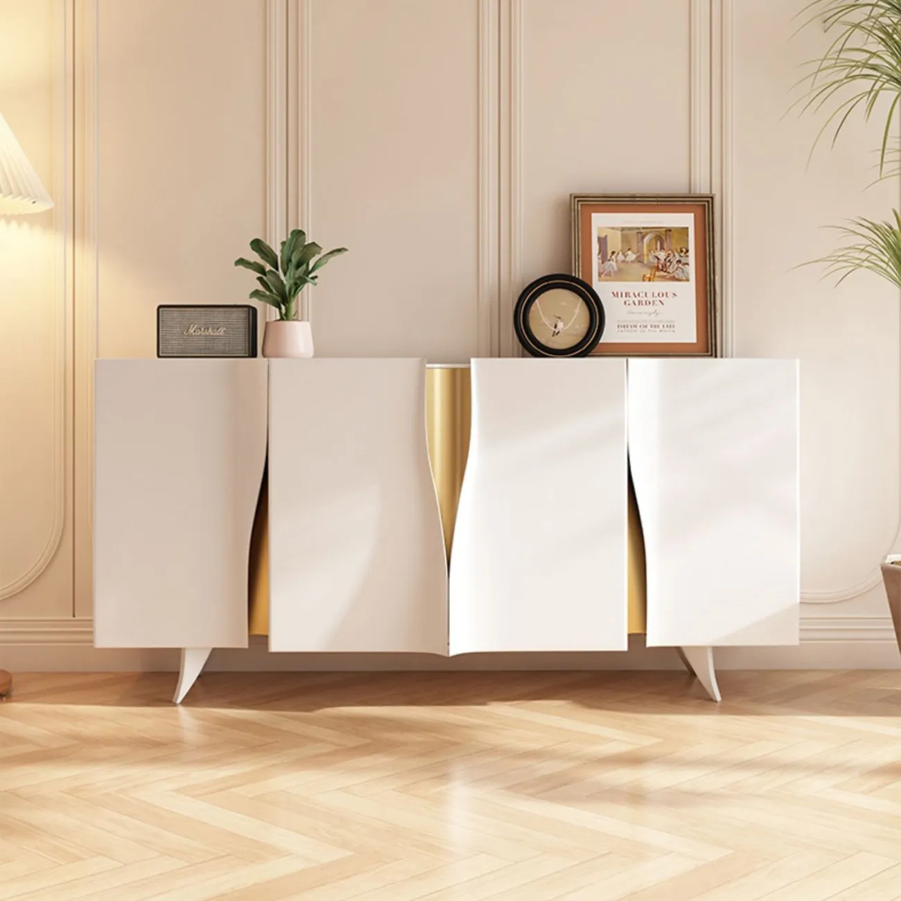 Французский кремовый буфет из массива дерева SAN LADING 37408-29