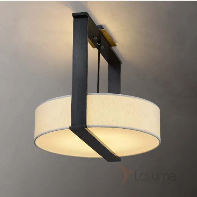 Потолочный светильник с круглым текстильным абажуром на рамочном каркасе прямоугольной формы AGNAR Потолочный светильник с круглым текстильным абажуром на рамочном каркасе прямоугольной формы AGNAR