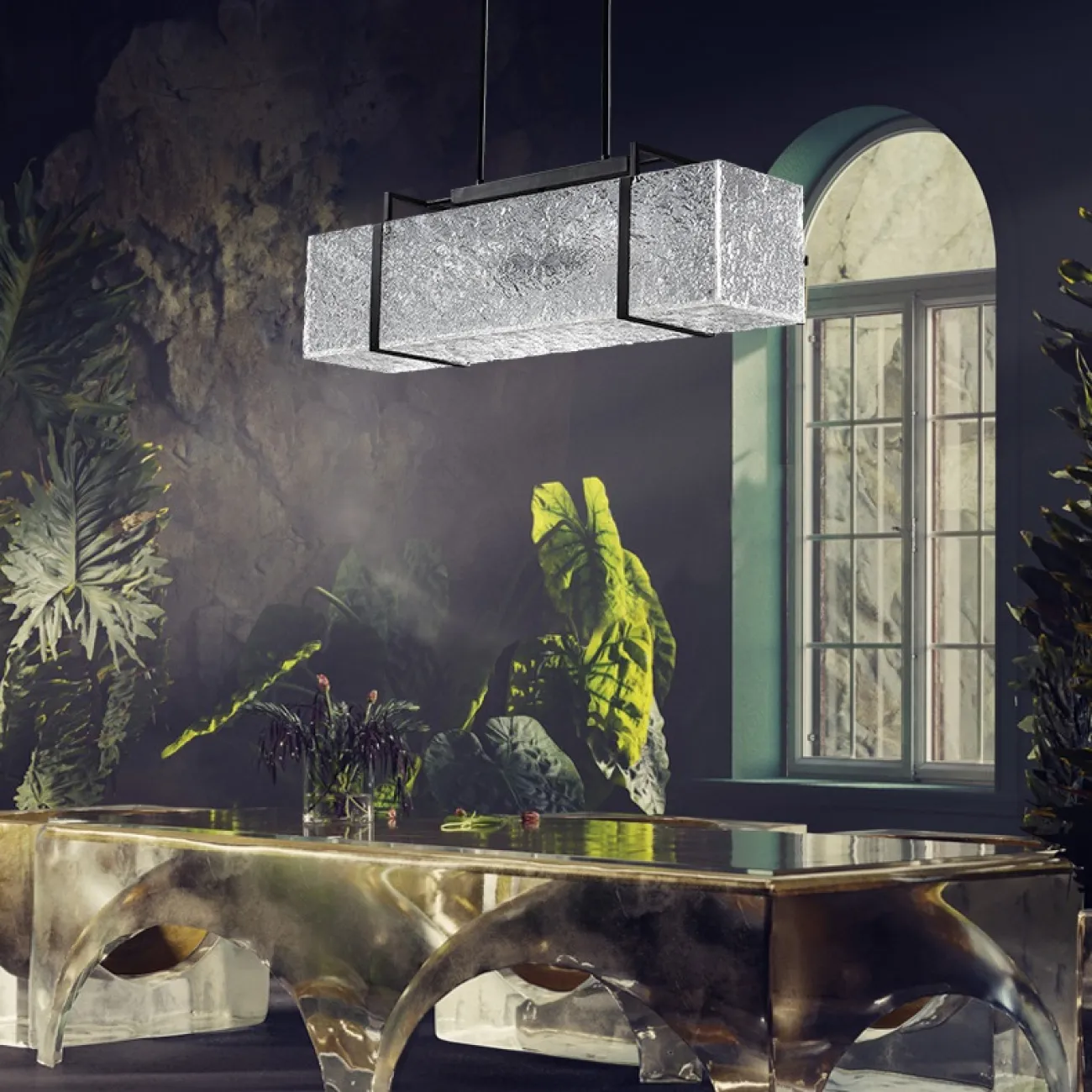 Светильник с корпусом из рельефных пластин в виде объемного прямоугольника ALANNA