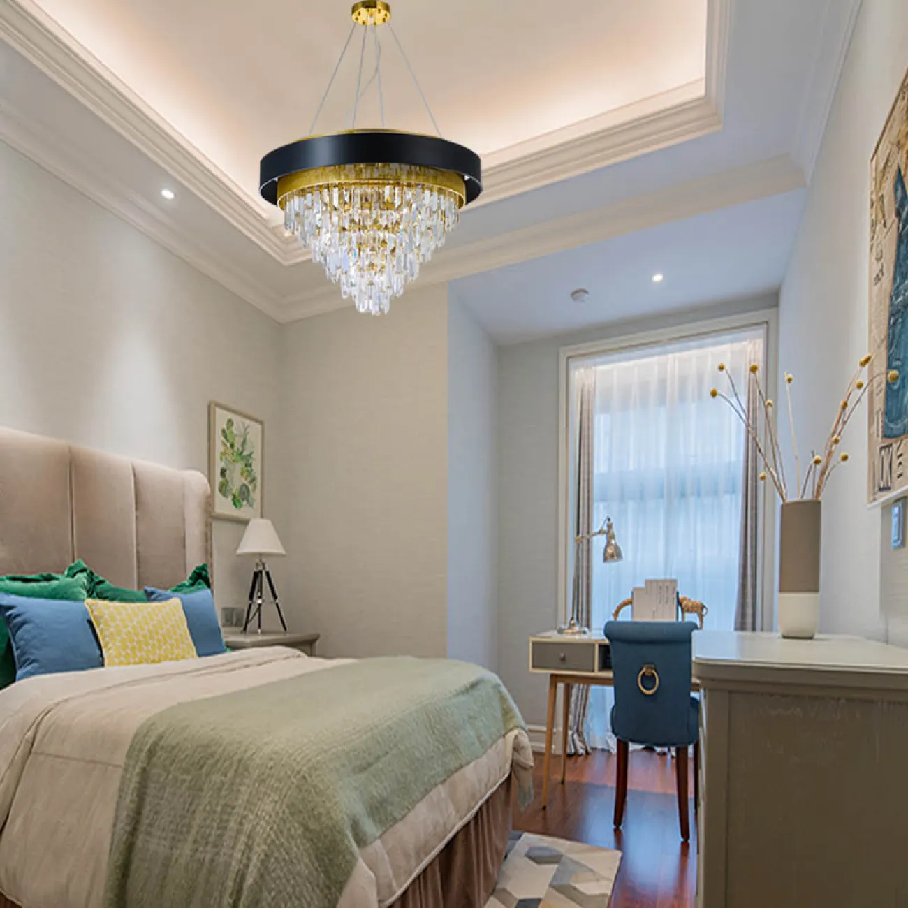 Дизайнерская люстра со стеклянными гранеными подвесками ALSING