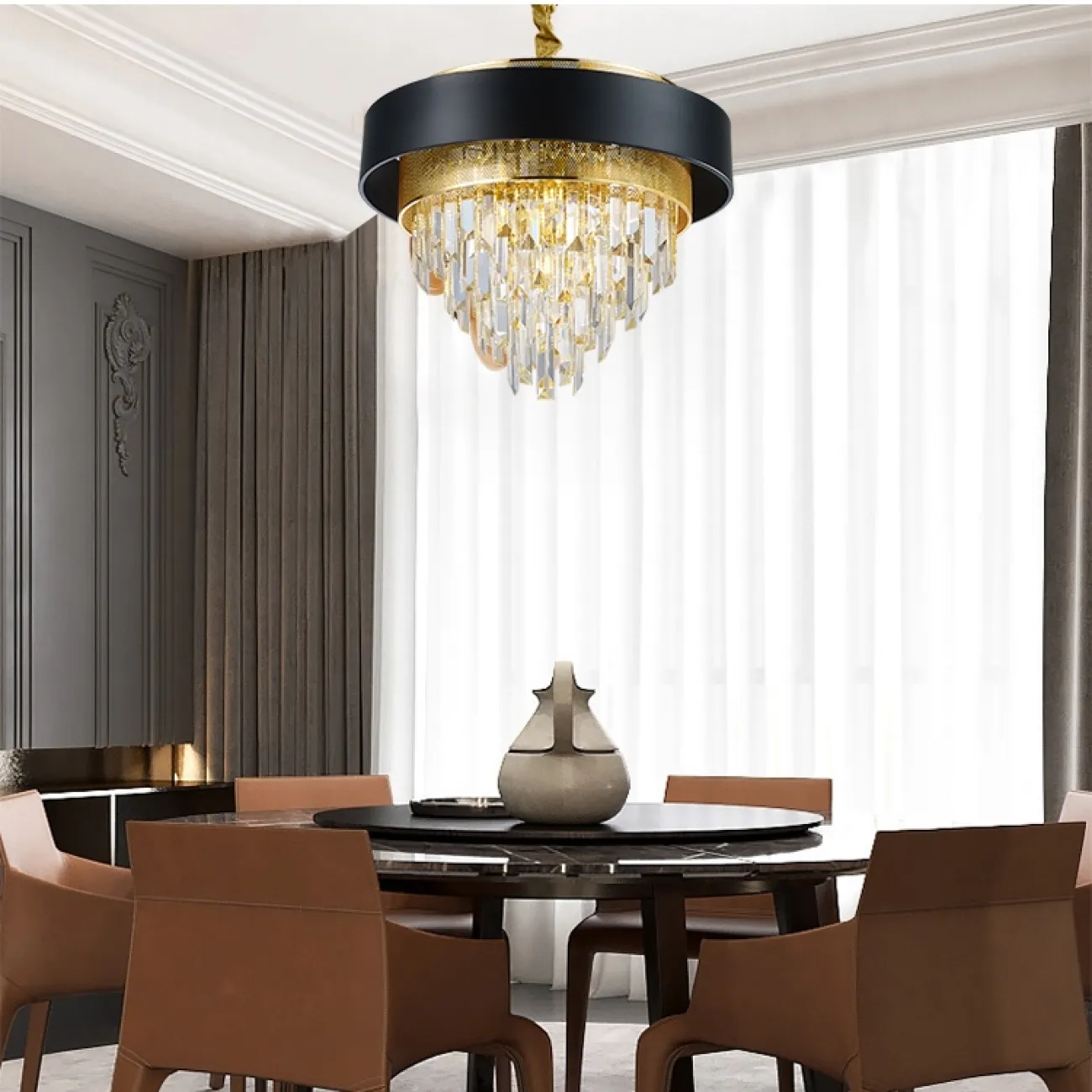 Дизайнерская люстра со стеклянными гранеными подвесками ALSING