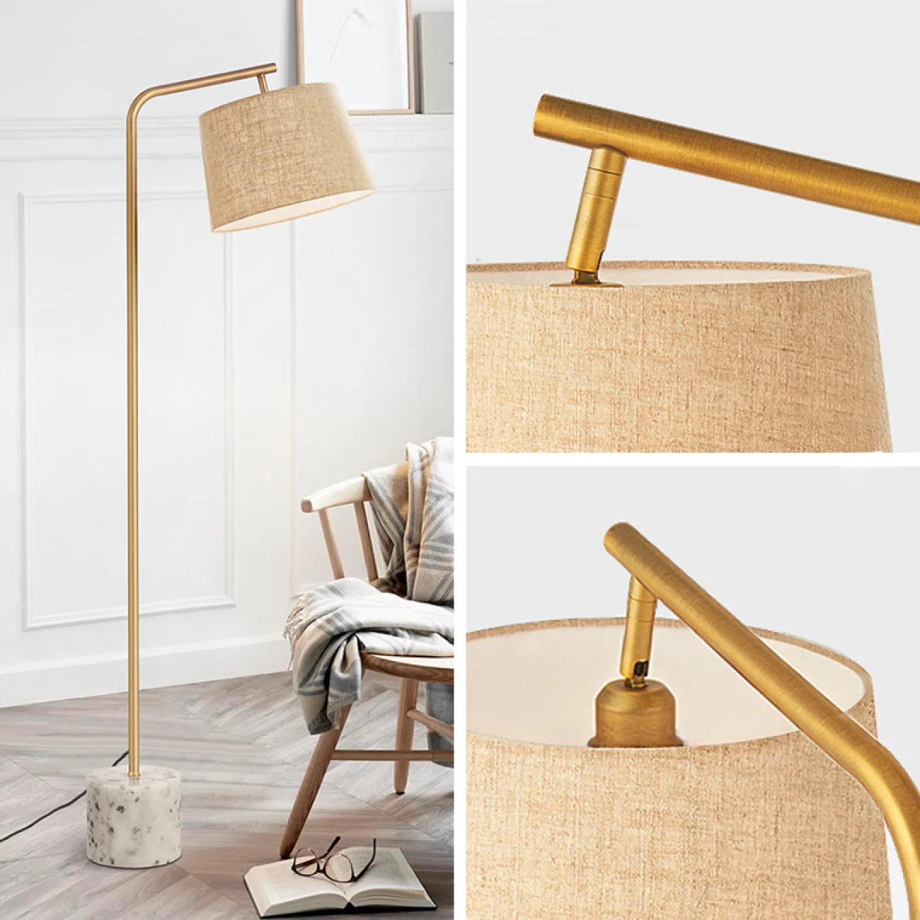 Торшер в скандинавском стиле с текстильным абажуром ALSLEV FL Торшер в скандинавском стиле с текстильным абажуром ALSLEV FL